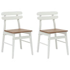 Esszimmerstuhl 2 pcs Weiß und Natur Massives Gummiholz