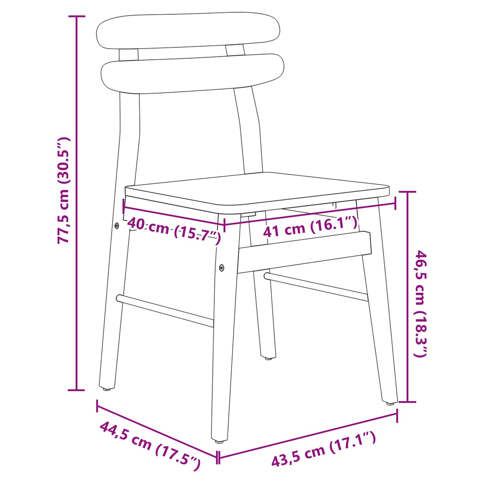 Esszimmerstuhl 2 pcs Weiß und Natur Massives Gummiholz