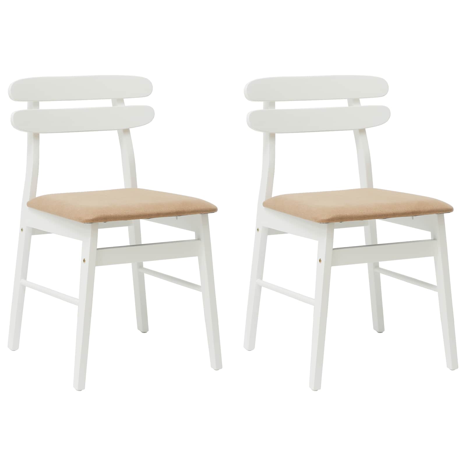 Esszimmerstuhl 2 pcs Weiß und Braun Massives Gummiholz