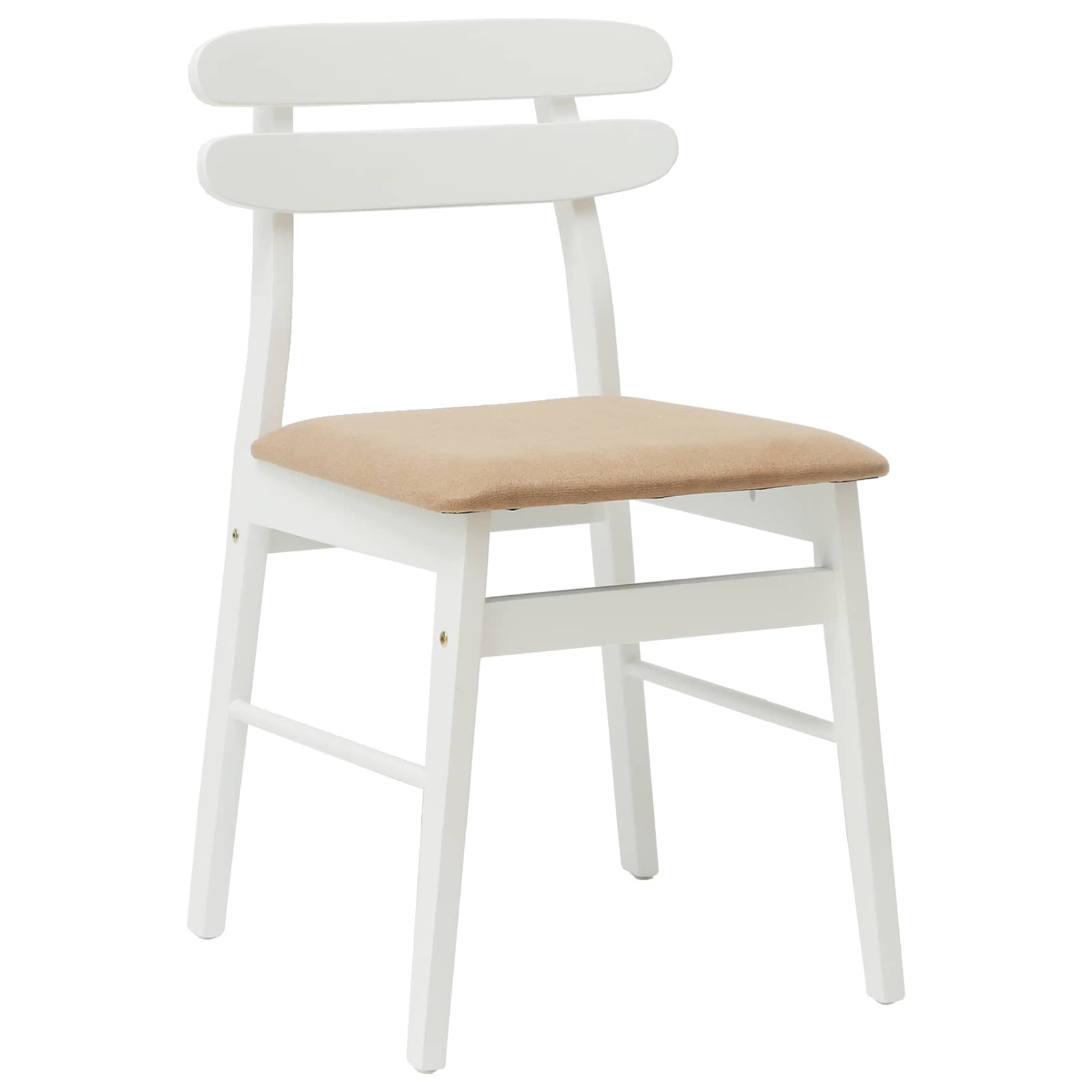 Esszimmerstuhl 2 pcs Weiß und Braun Massives Gummiholz