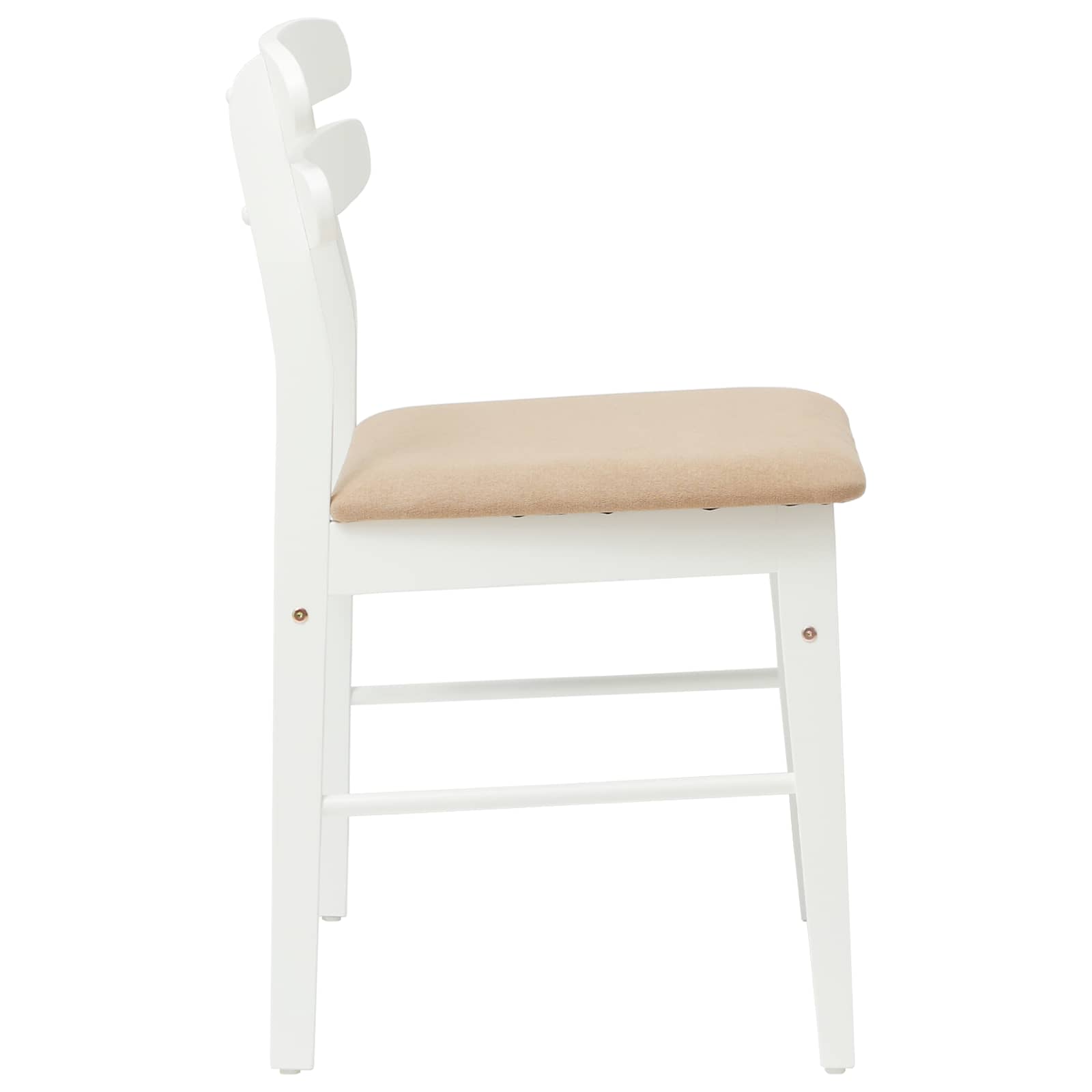 Esszimmerstuhl 2 pcs Weiß und Braun Massives Gummiholz
