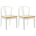 Esszimmerstuhl 2 pcs Weiß und Natur Massives Gummiholz