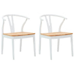 Esszimmerstuhl 2 pcs Weiß und Natur Massives Gummiholz