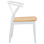 Esszimmerstuhl 2 pcs Weiß und Natur Massives Gummiholz