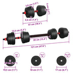2-in-1 Kurzhantel Langhantel Set 20 kg Schwarz und Rot