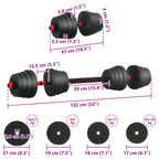 2-in-1 Kurzhantel Langhantel Set 30 kg Schwarz und Rot