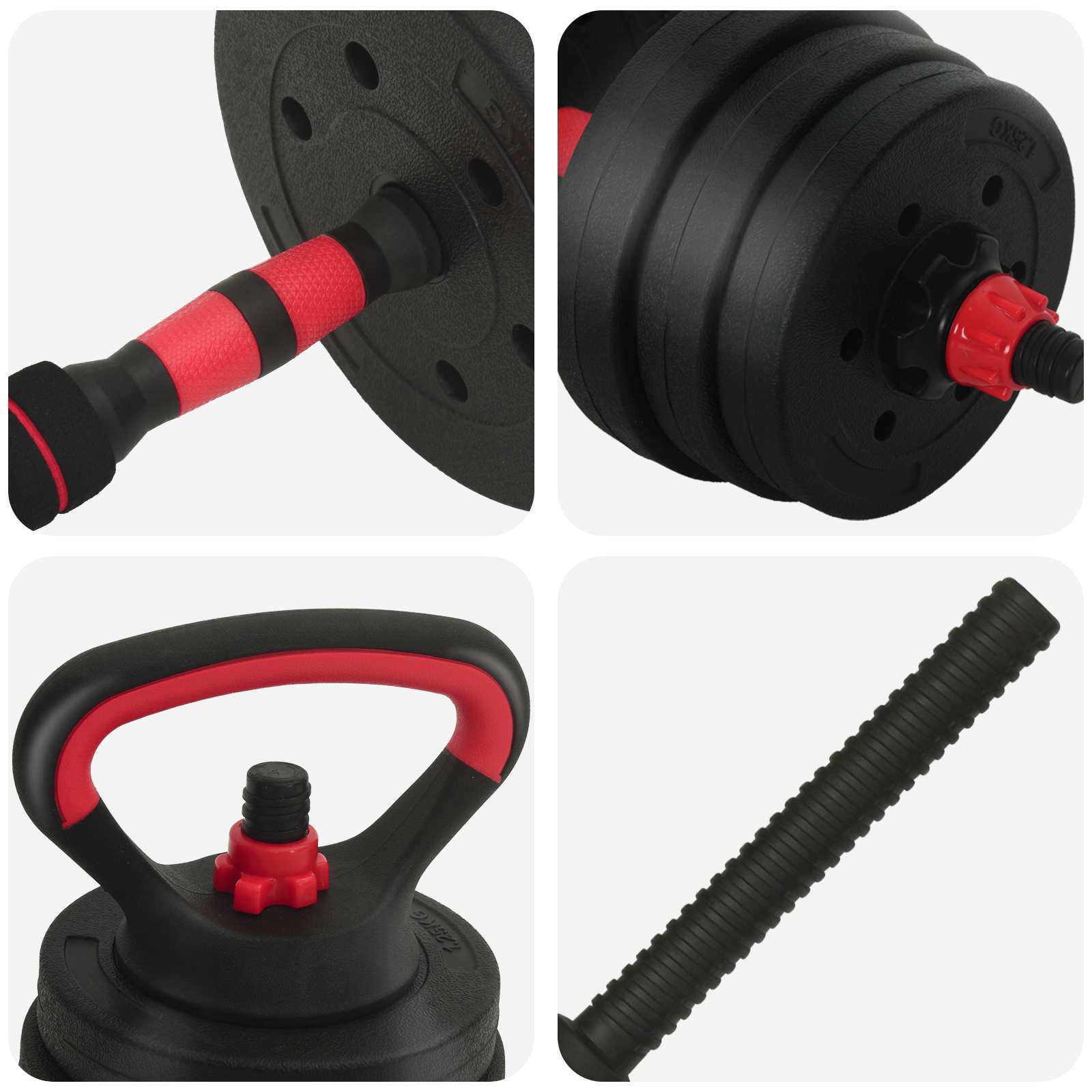 4-in-1 Kurzhantel Langhantel Kettlebell Set 20 kg