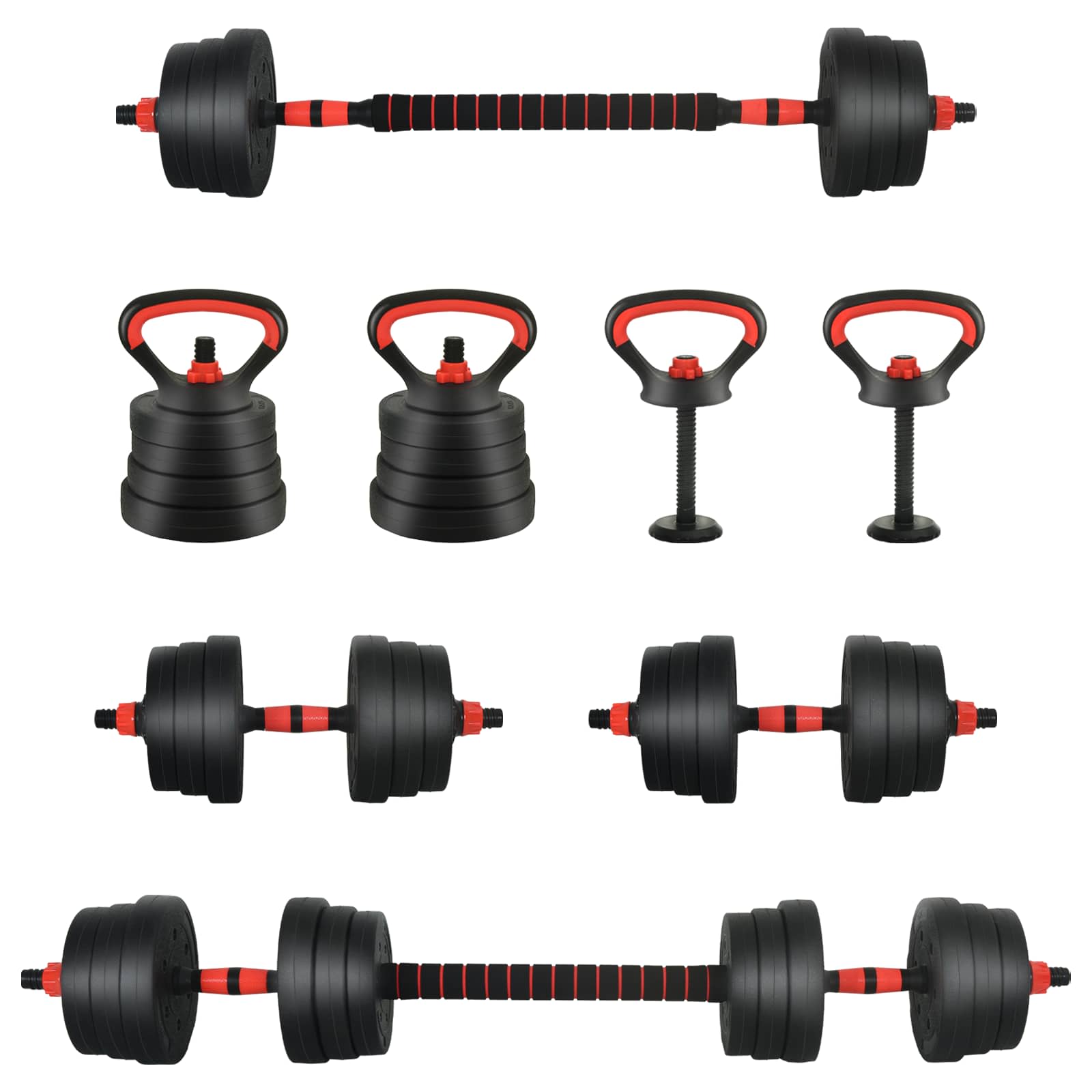 4-in-1 Kurzhantel Langhantel Kettlebell Set 20 kg