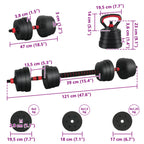 4-in-1 Kurzhantel Langhantel Kettlebell Set 20 kg