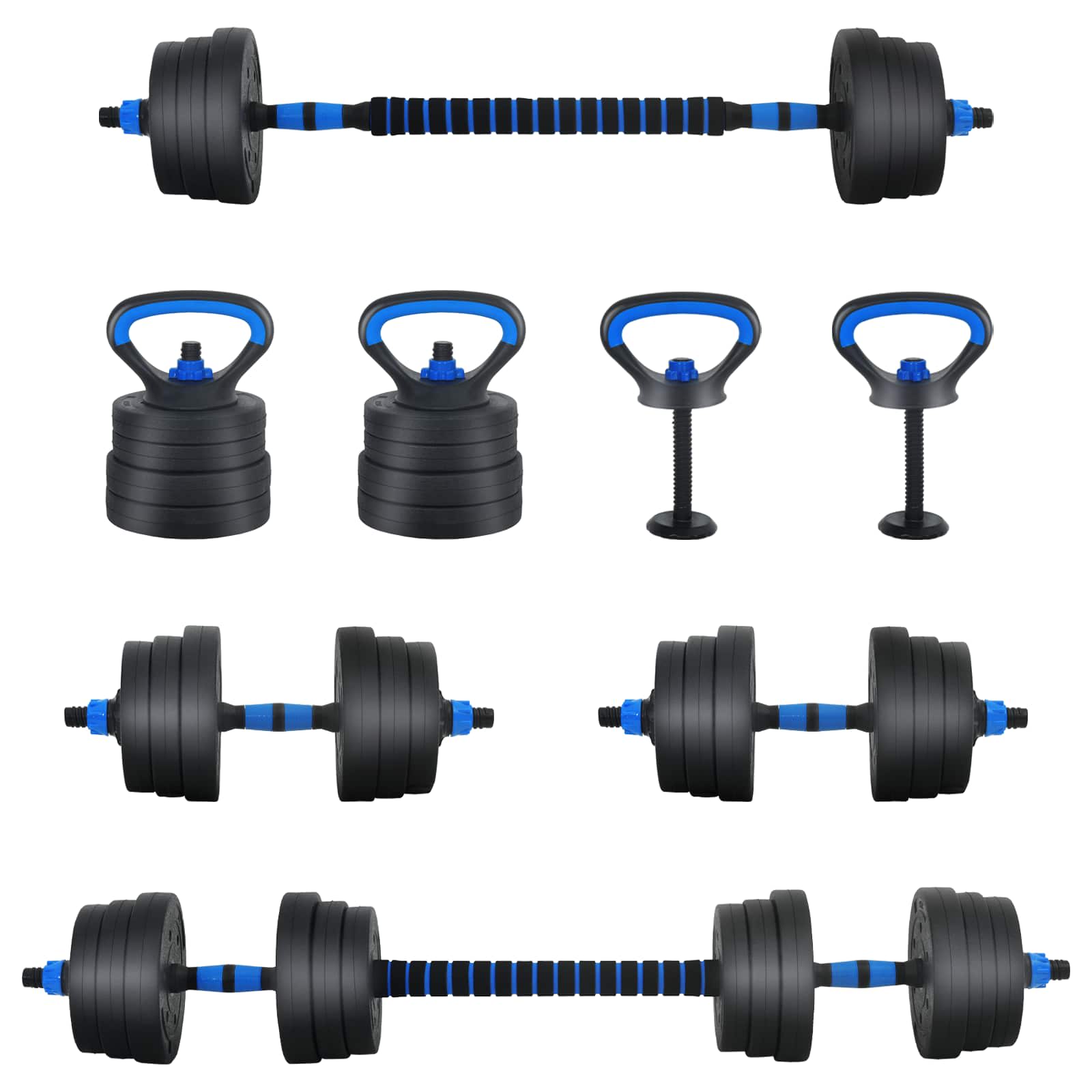 4-in-1 Kurzhantel Langhantel Kettlebell Set 20 kg