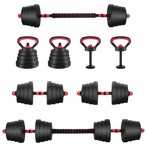 4-in-1 Kurzhantel, Langhantel und Kettlebell Set 30 kg