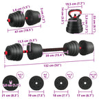 4-in-1 Kurzhantel, Langhantel und Kettlebell Set 30 kg