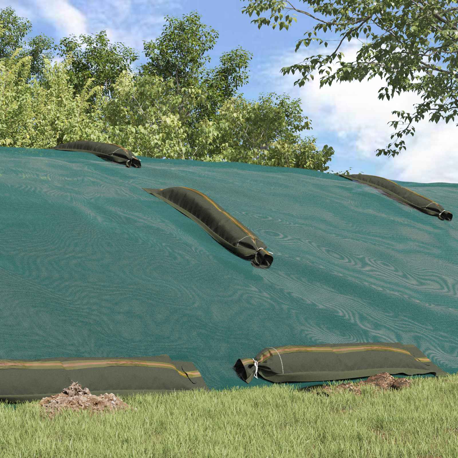 Sandsäcke 10 pcs Dunkelgrün 100 x 25 cm HDPE