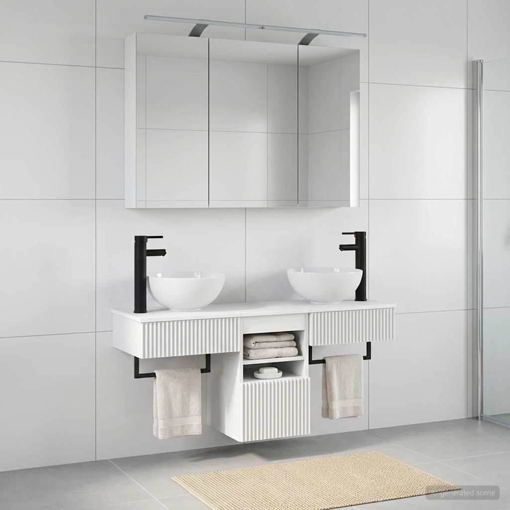Badezimmerschrank-Set 4 pcs Weiß 100 x 14,5 x 70 cm