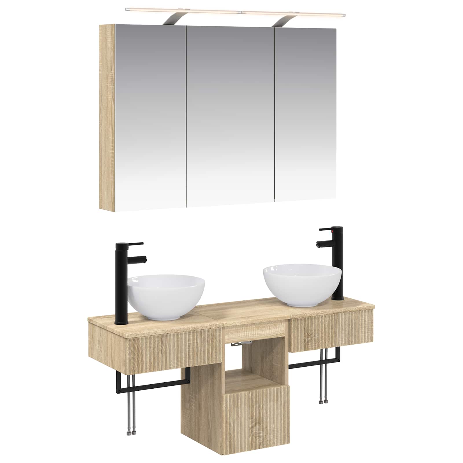 Badezimmerschrank-Set 4 pcs Sonoma-Eiche 100 x 14,5 x 70 cm