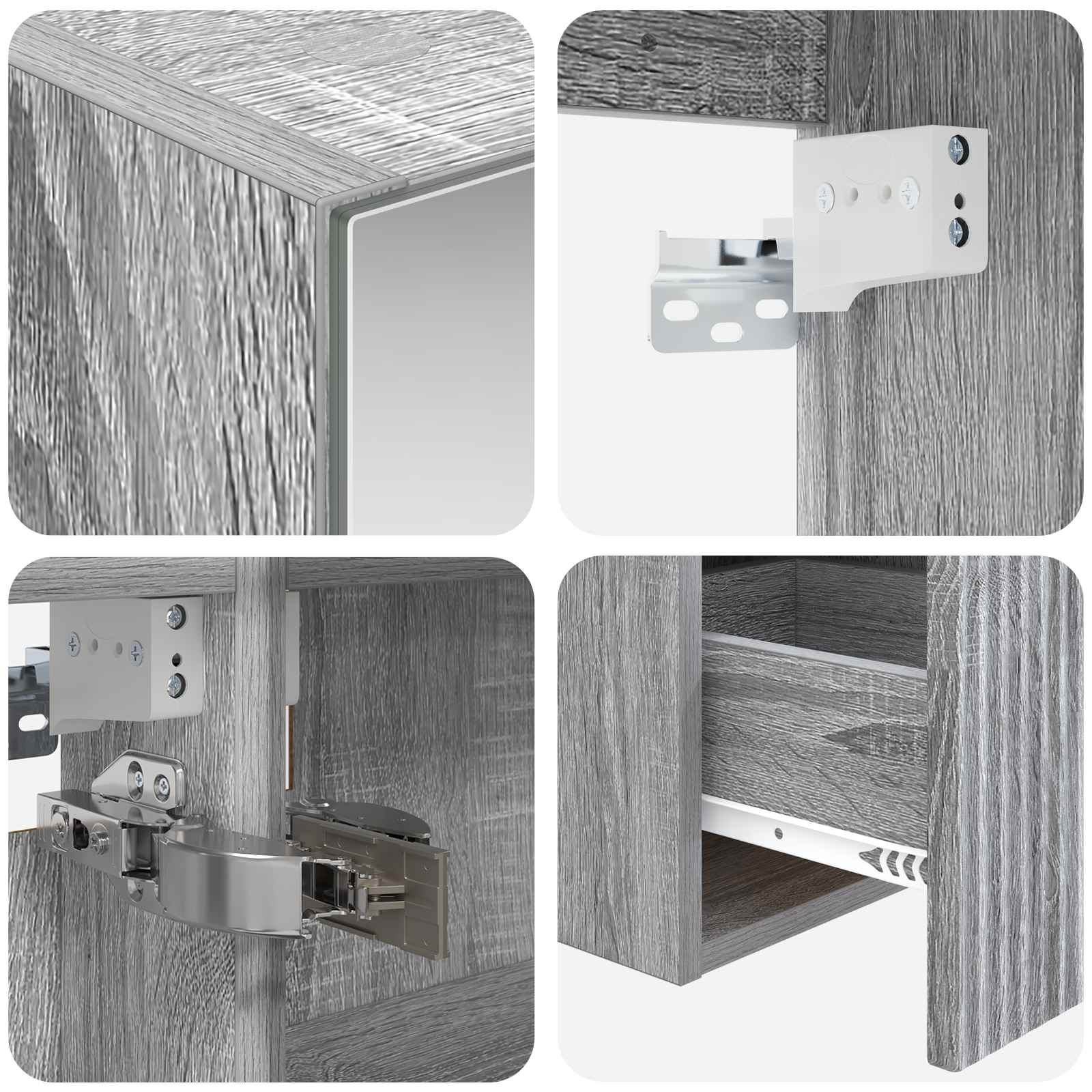 Badezimmerschrank-Set 4 pcs Grau Sonoma 100 x 14,5 x 70 cm