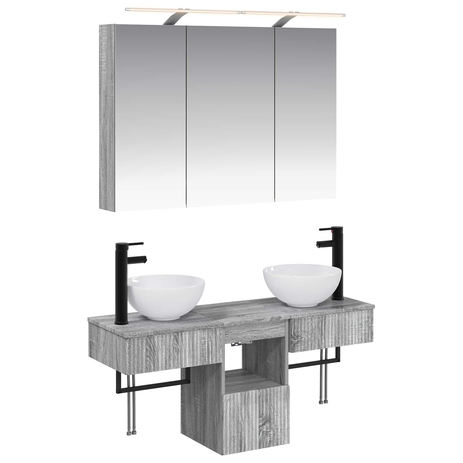 Badezimmerschrank-Set 4 pcs Grau Sonoma 100 x 14,5 x 70 cm