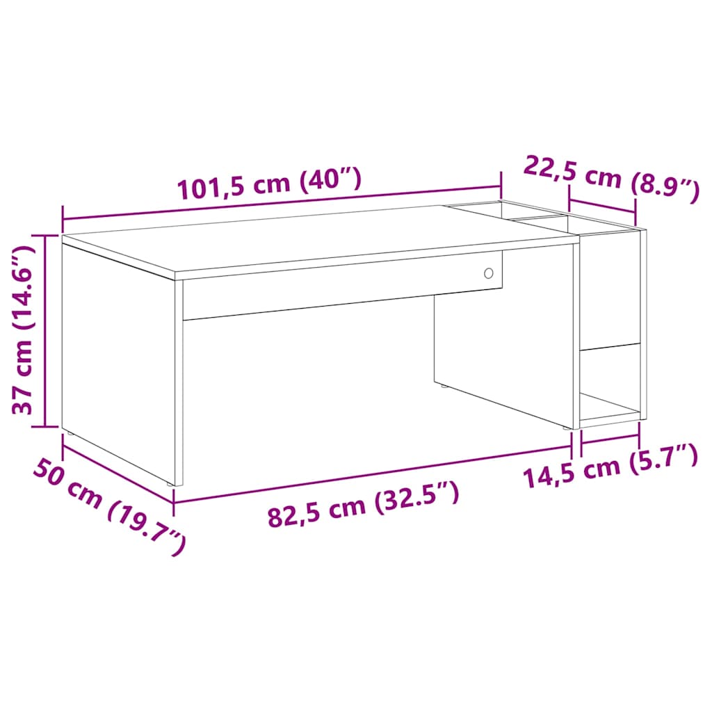 Couchtisch Altholz 101,5 x 50 x 37 cm Holzwerkstoff
