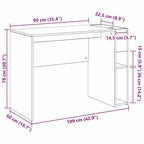 Schreibtisch Geräucherte Eiche 109 x 50 x 78 cm Holzwerkstoff