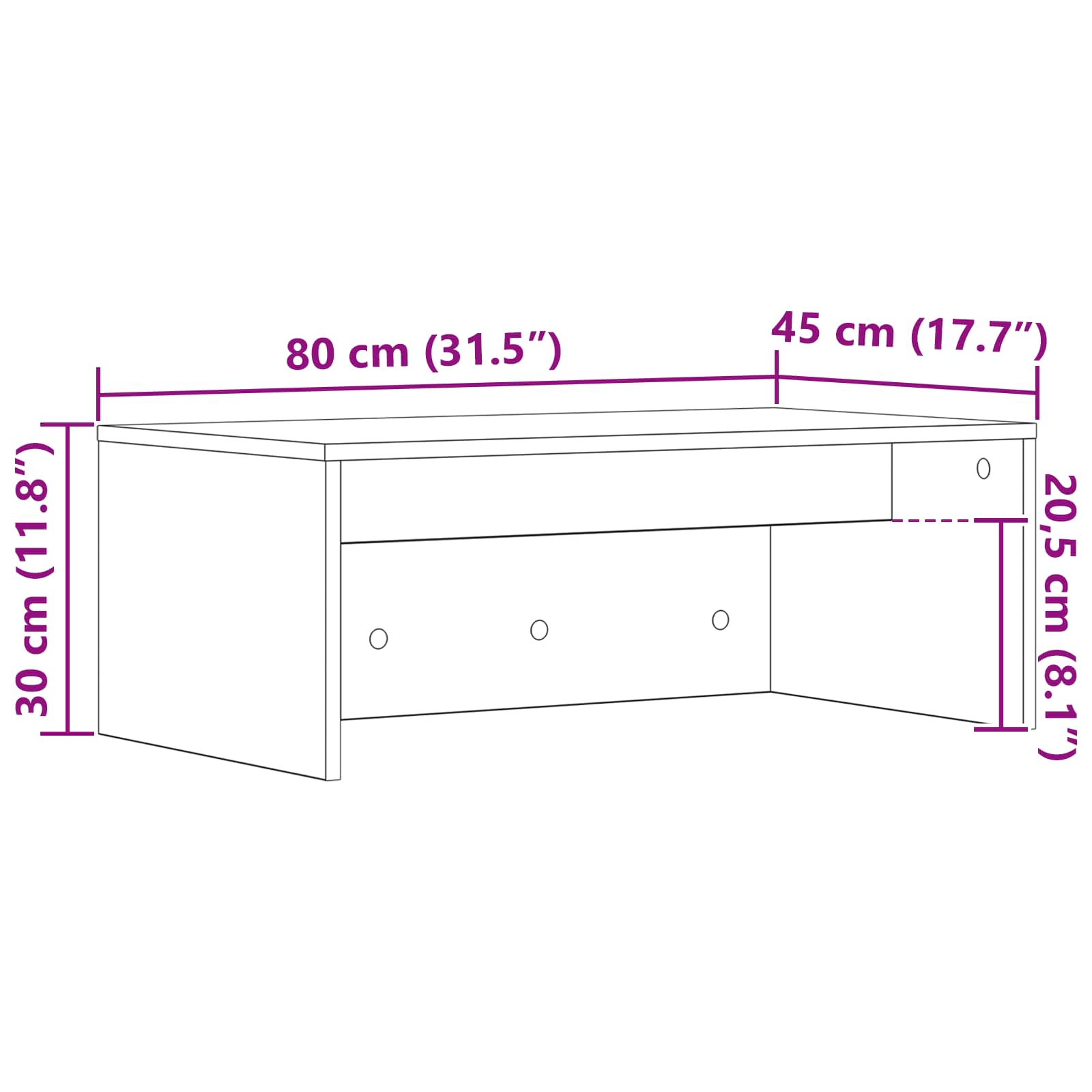 Wandtisch Wandmontiert Weiß 80 x 45 x 30 cm Holzwerkstoff