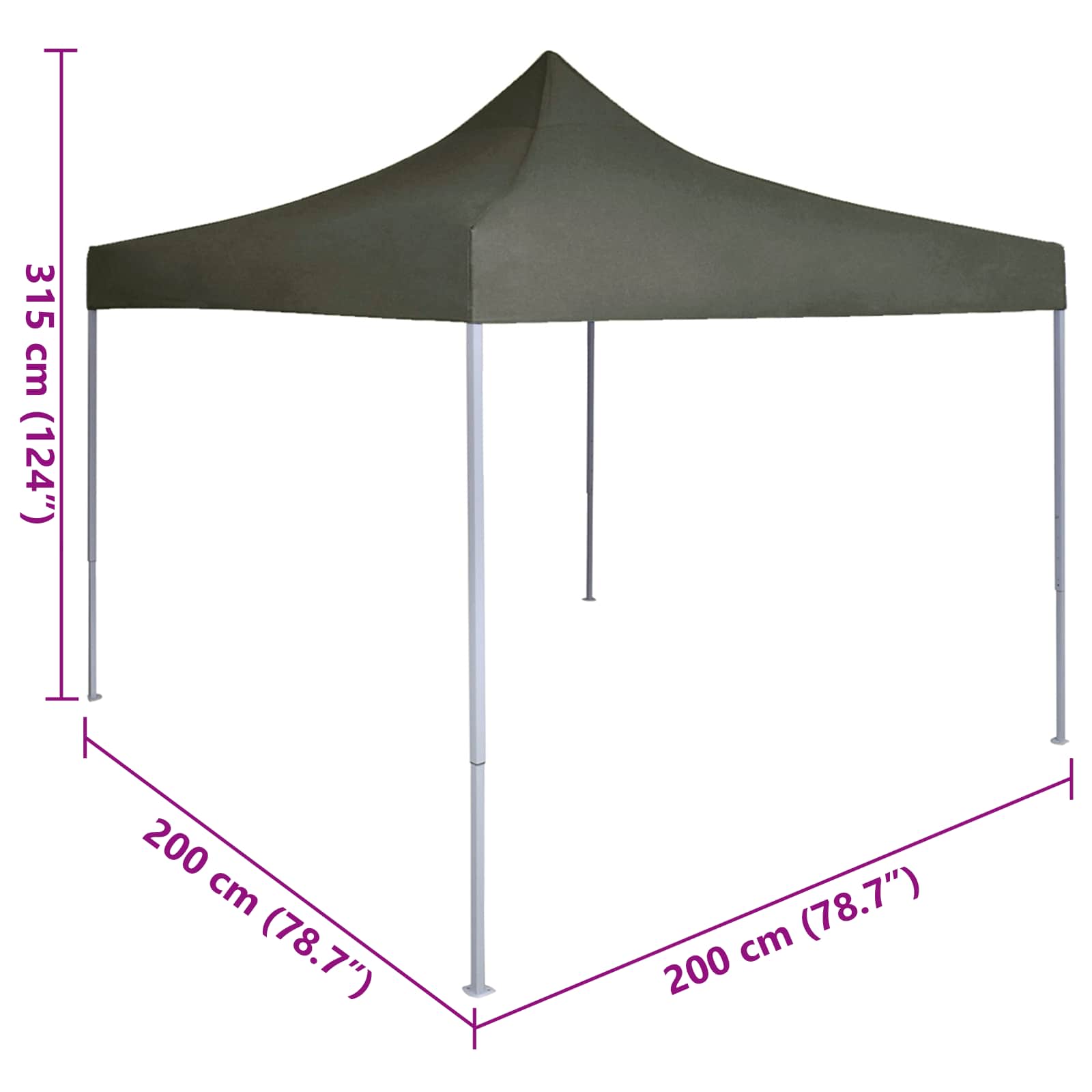 Party-Zelt Anthrazit 200 x 200 x 315 cm Oxford-Stoff