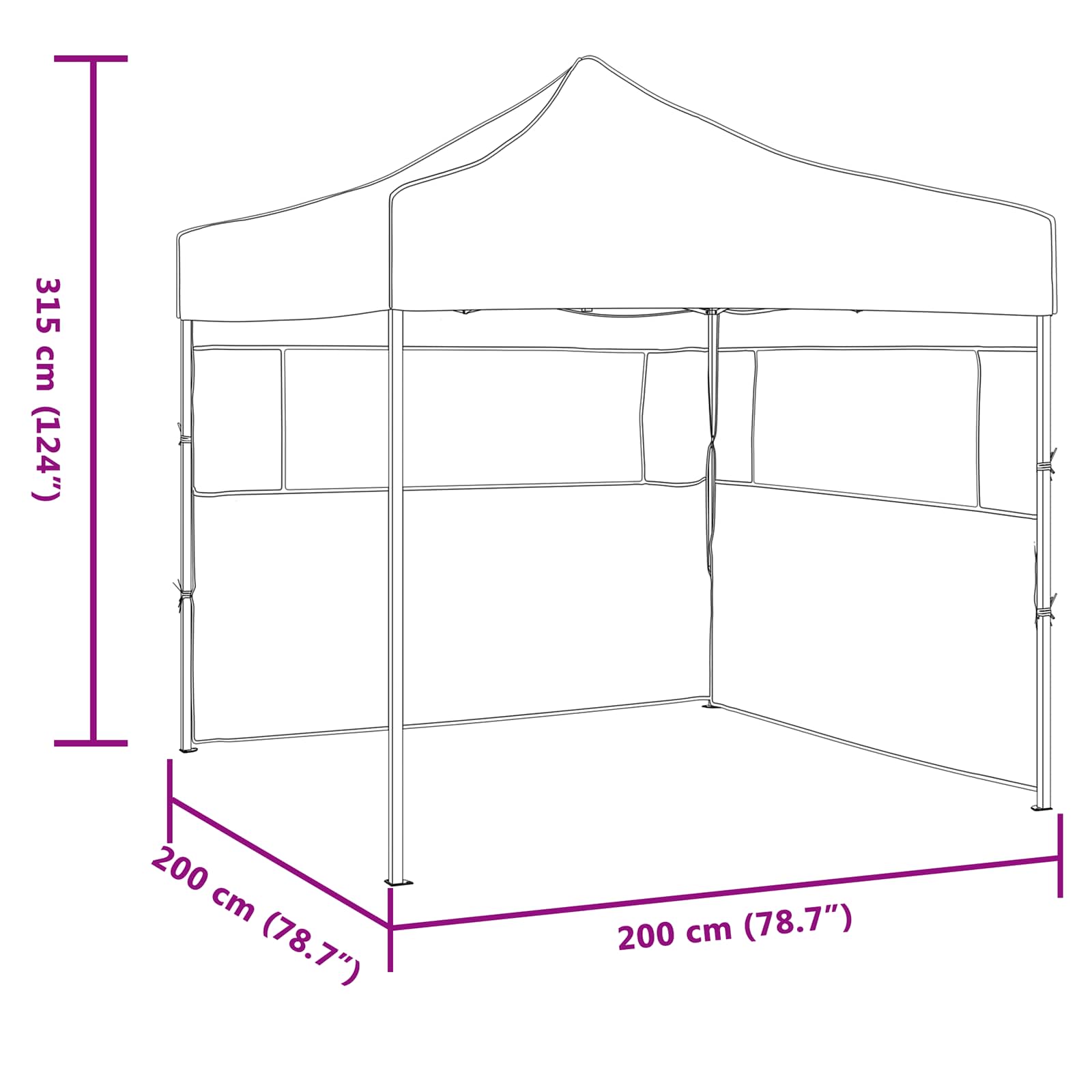 Party-Zelt Anthrazit 200 x 200 x 315 cm Oxford-Stoff