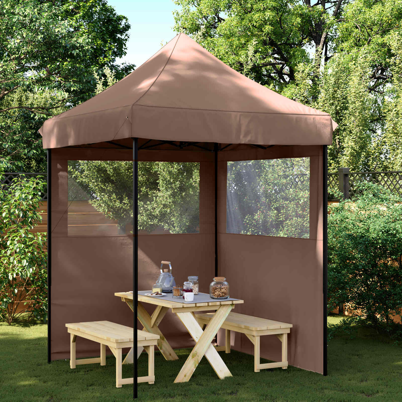 Party-Zelt Braun 200 x 200 x 306 cm Oxford-Stoff