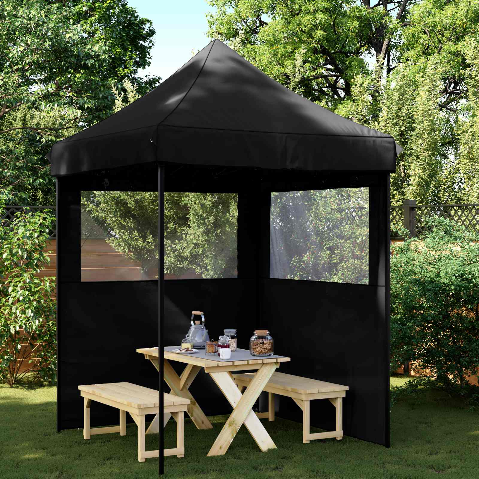 Party-Zelt Schwarz 200 x 200 x 306 cm Oxford-Stoff