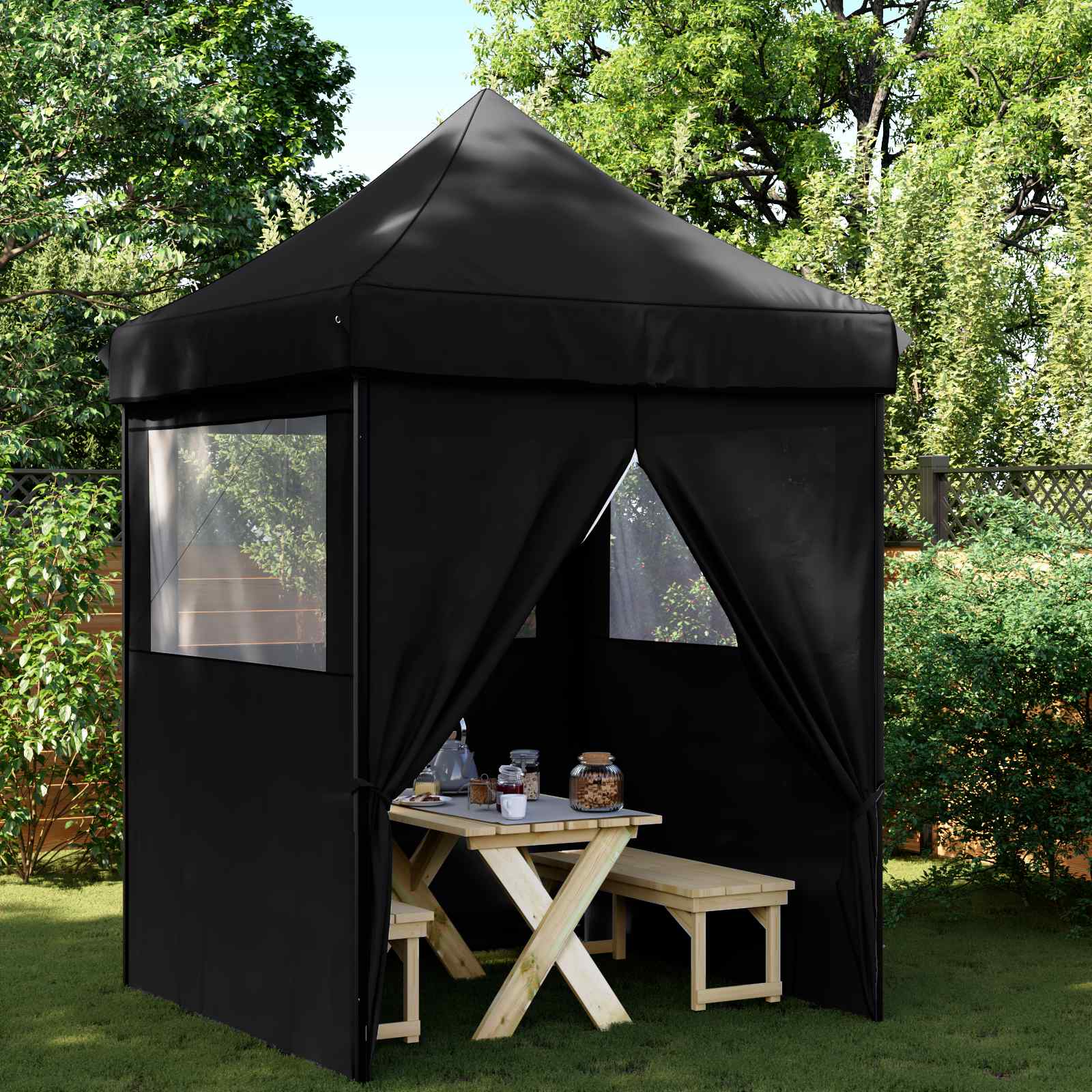 Party-Zelt Schwarz 200 x 200 x 306 cm Oxford-Stoff