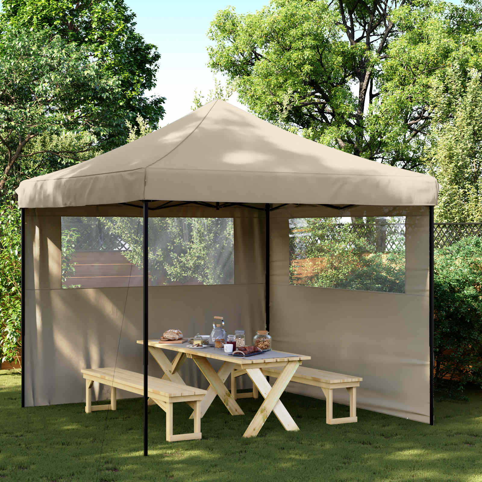 Party-Zelt Taupe 292 x 292 x 315 cm Oxford-Stoff