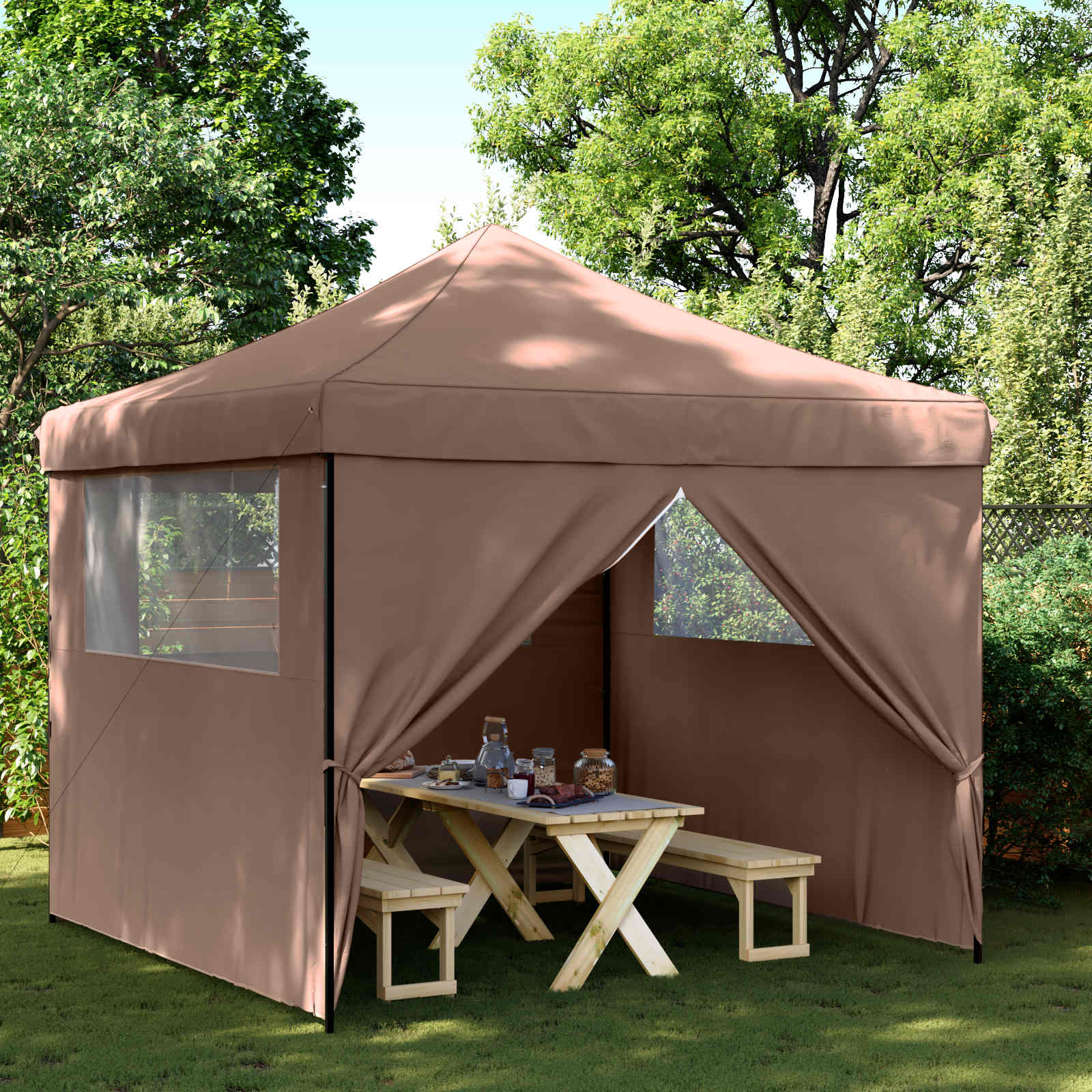Party-Zelt Braun 292 x 292 x 315 cm Oxford-Stoff