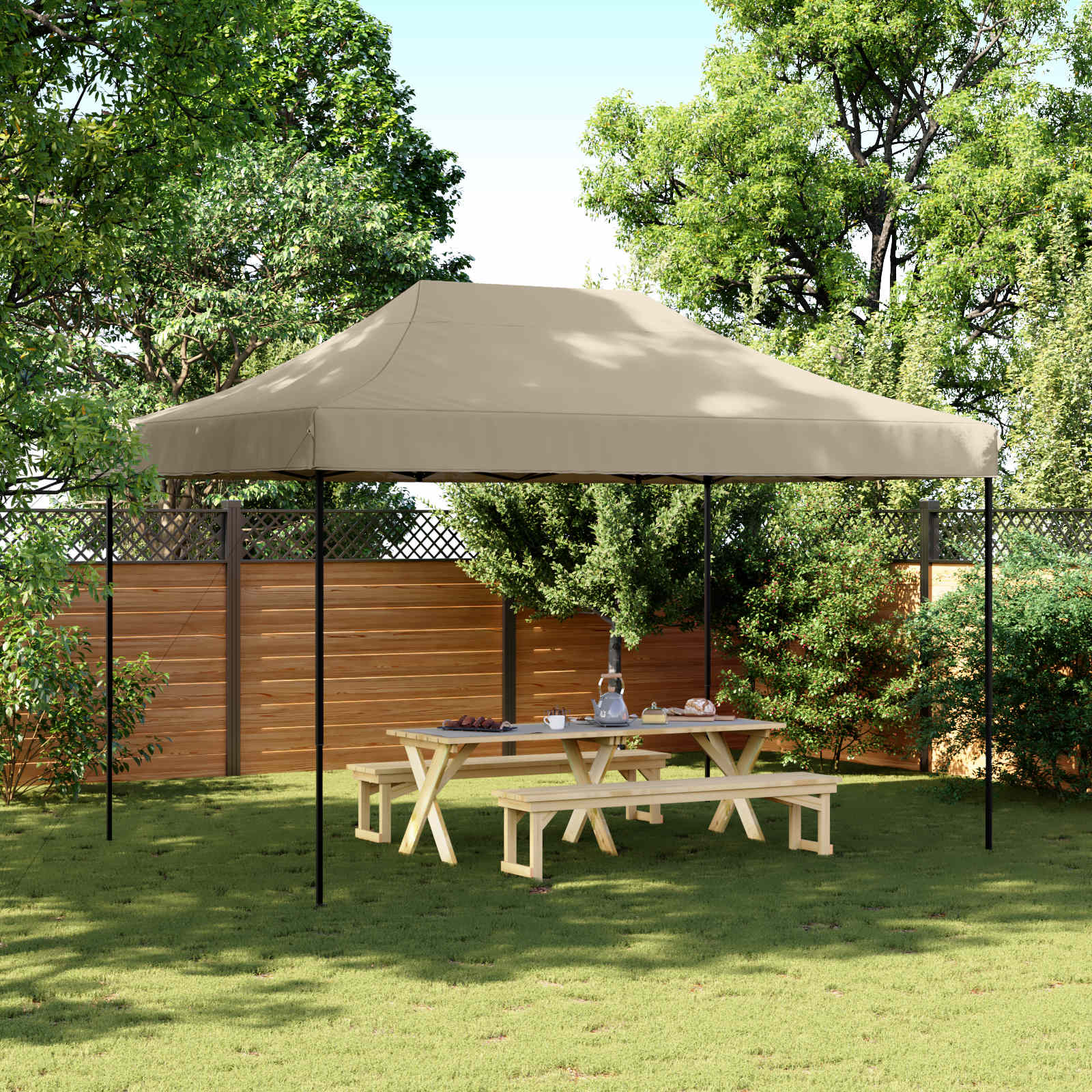 Party-Zelt Taupe 279 x 410 x 315 cm Oxford-Stoff