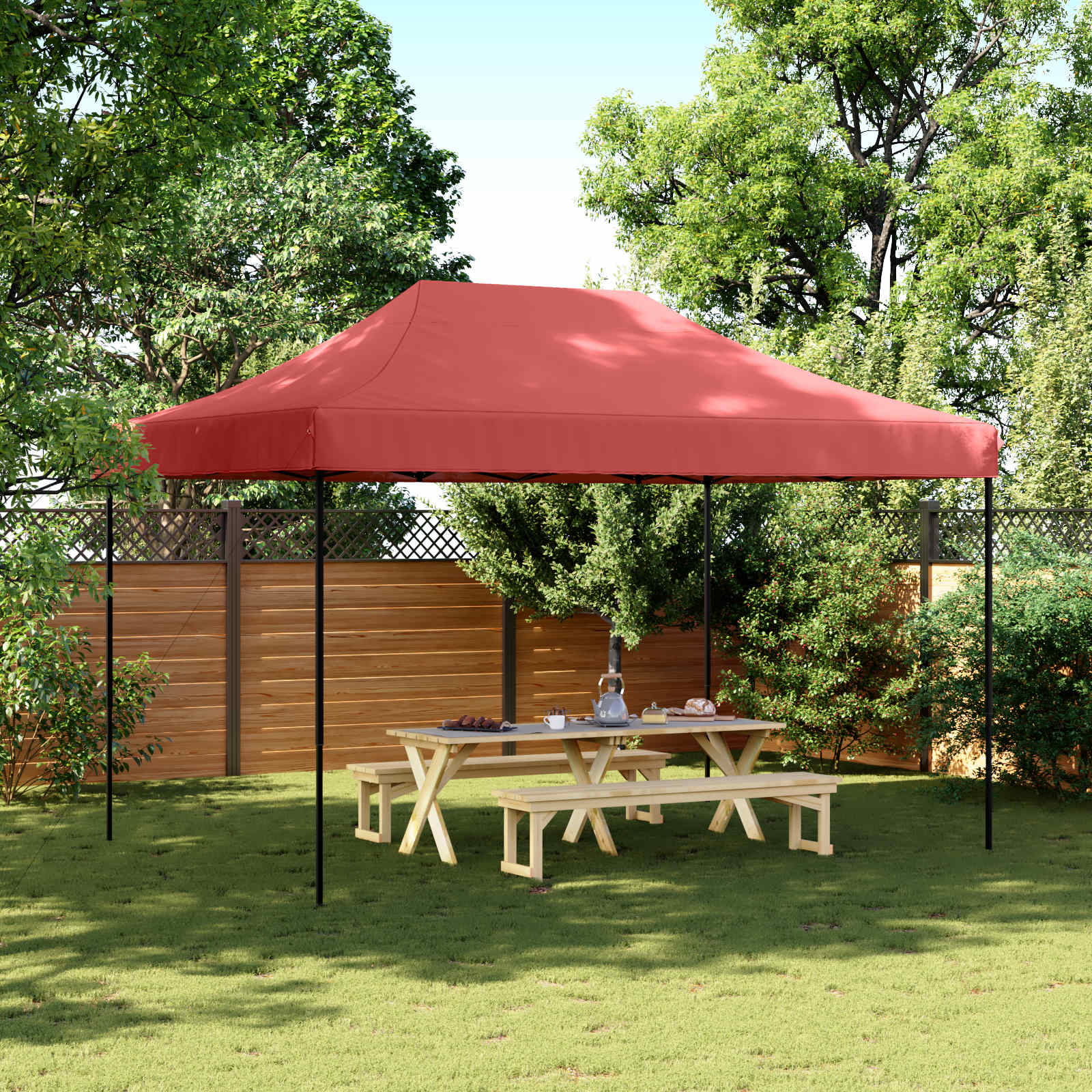 Party-Zelt Bordeauxrot 279 x 410 x 315 cm Oxford-Stoff