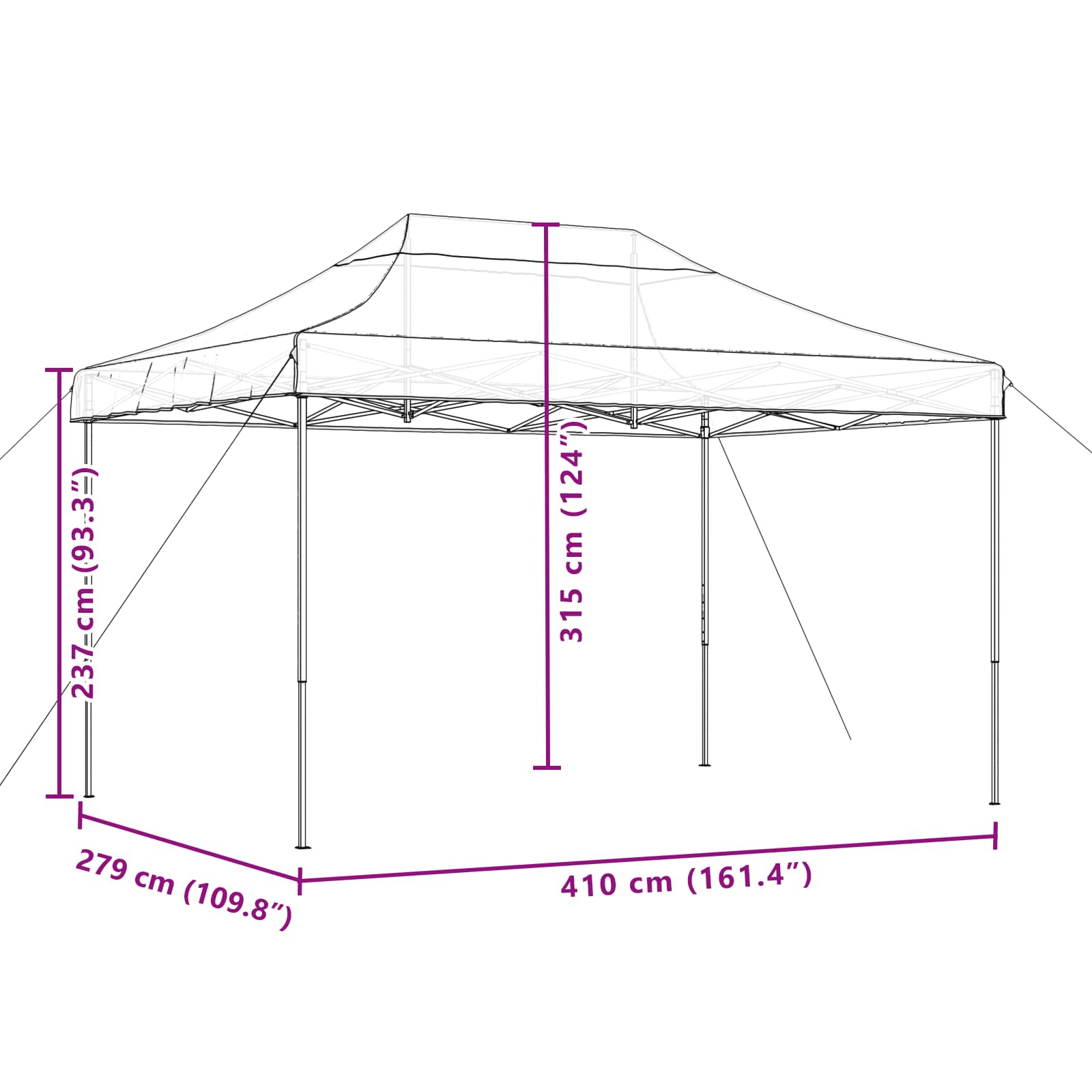 Party-Zelt Bordeauxrot 279 x 410 x 315 cm Oxford-Stoff