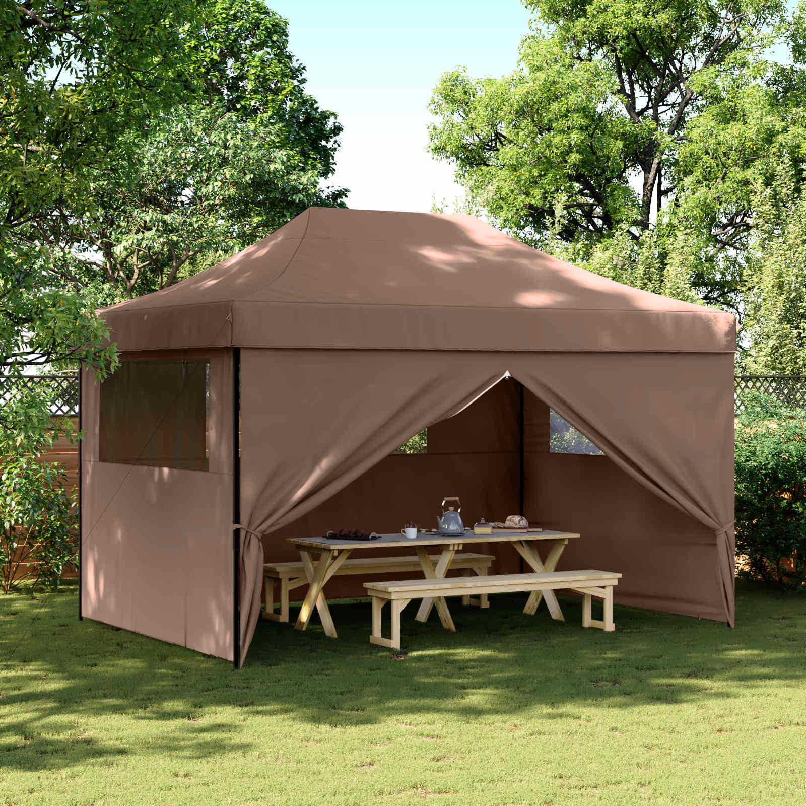Party-Zelt Braun 279 x 410 x 315 cm Oxford-Stoff