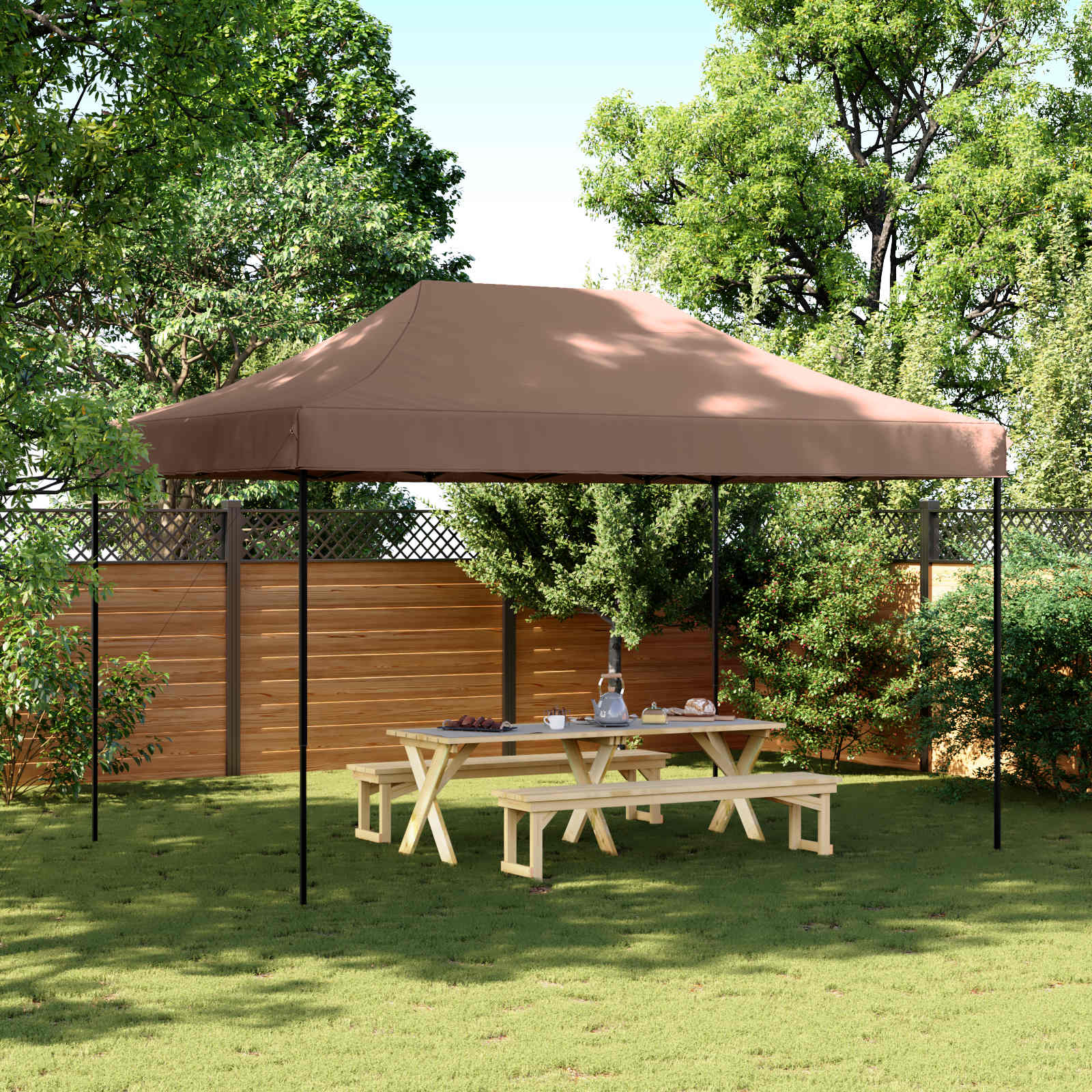 Party-Zelt Braun 292 x 440 x 315 cm Oxford-Stoff