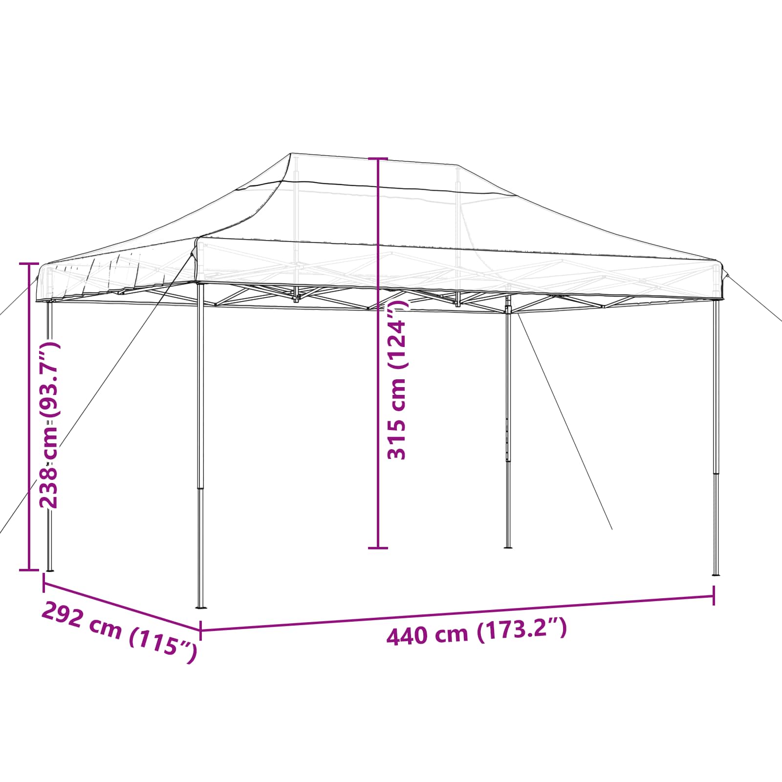 Party-Zelt Braun 292 x 440 x 315 cm Oxford-Stoff