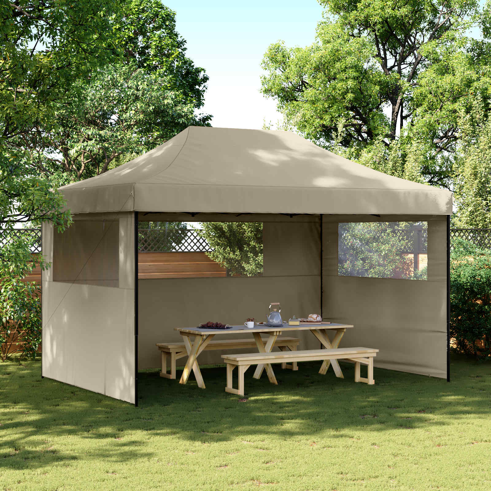 Party-Zelt Taupe 292 x 440 x 315 cm Oxford-Stoff