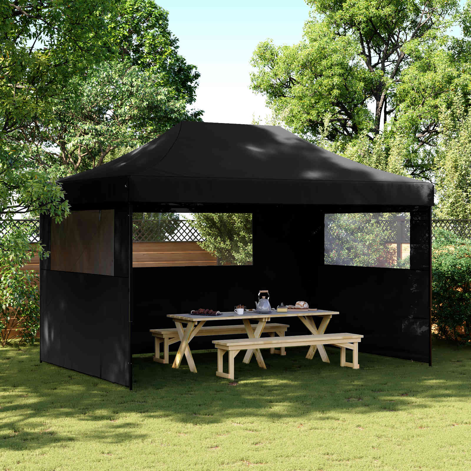Party-Zelt Schwarz 292 x 440 x 315 cm Oxford-Stoff