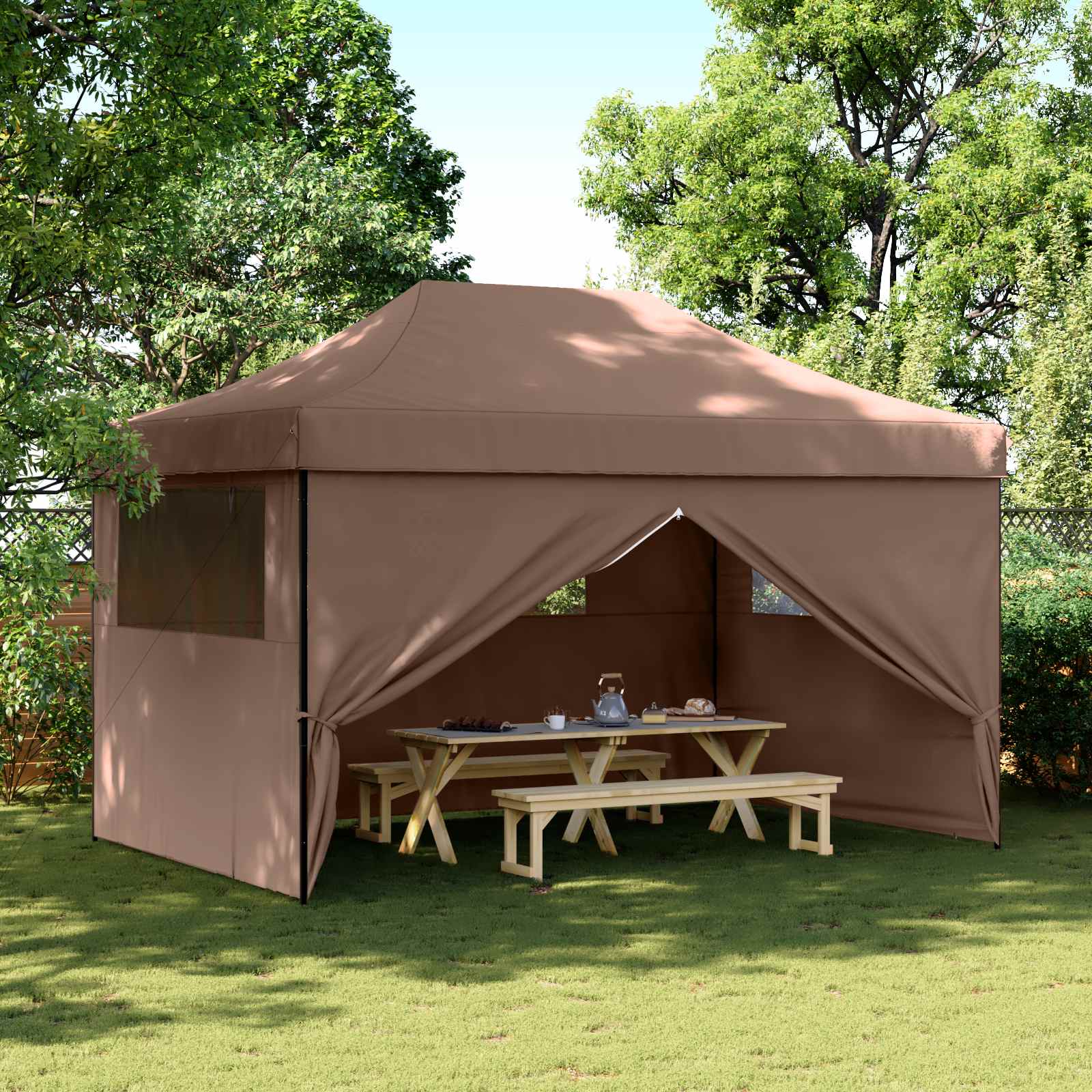 Party-Zelt Braun 292 x 440 x 315 cm Oxford-Stoff