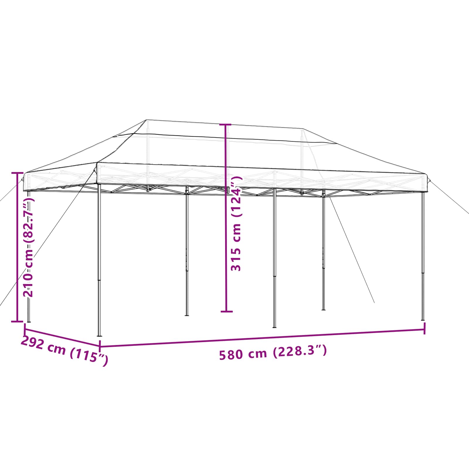 Party-Zelt Bordeauxrot 292 x 580 x 315 cm Oxford-Stoff