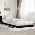Bodenbettrahmen Schwarz Eichen-Optik 90 x 190 cm Holzwerkstoff