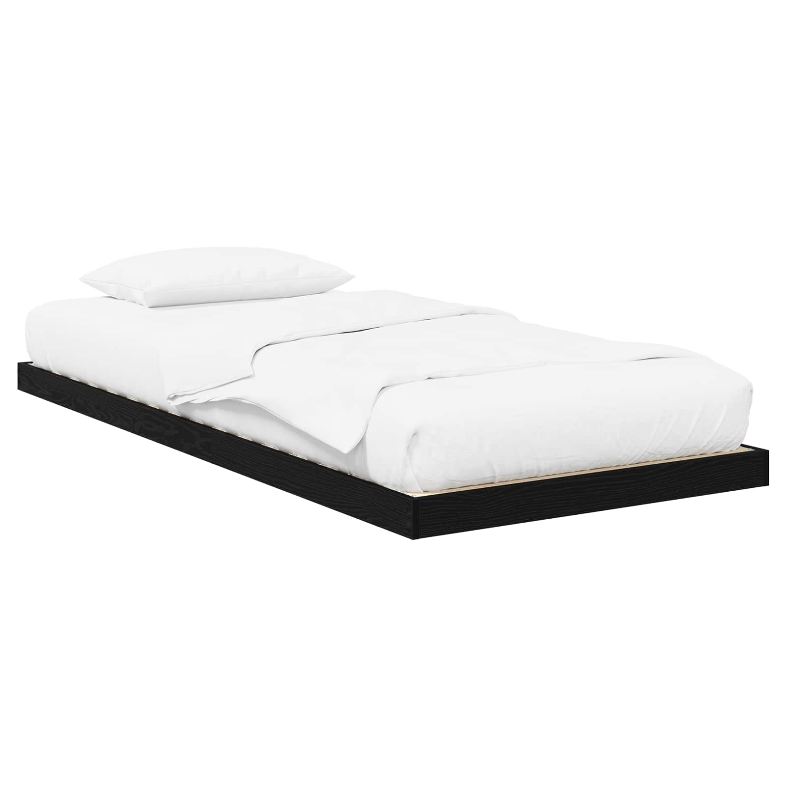 Bodenbettrahmen Schwarz Eichen-Optik 90 x 190 cm Holzwerkstoff