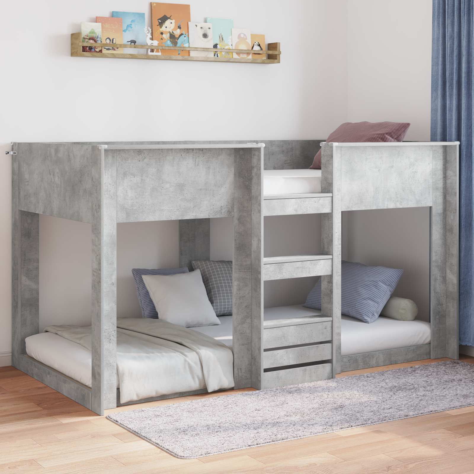 Bodenbettrahmen Beton Grau 90 x 190 cm Holzwerkstoff