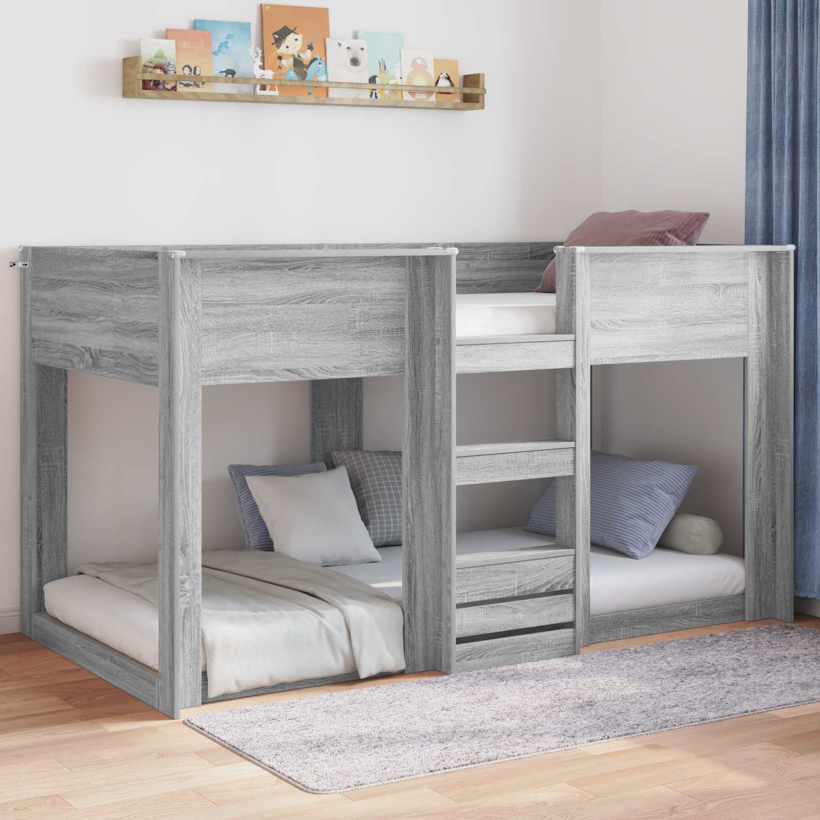 Bodenbettrahmen Graues Sonoma 90 x 190 cm Holzwerkstoff