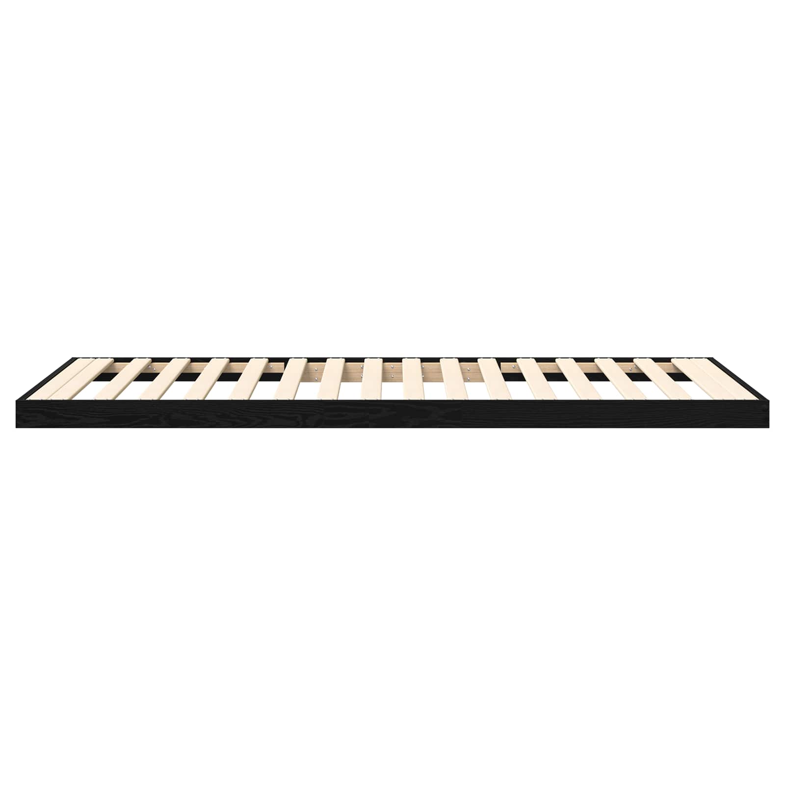 Bodenbettrahmen Schwarz Eichen-Optik 80 x 200 cm Holzwerkstoff