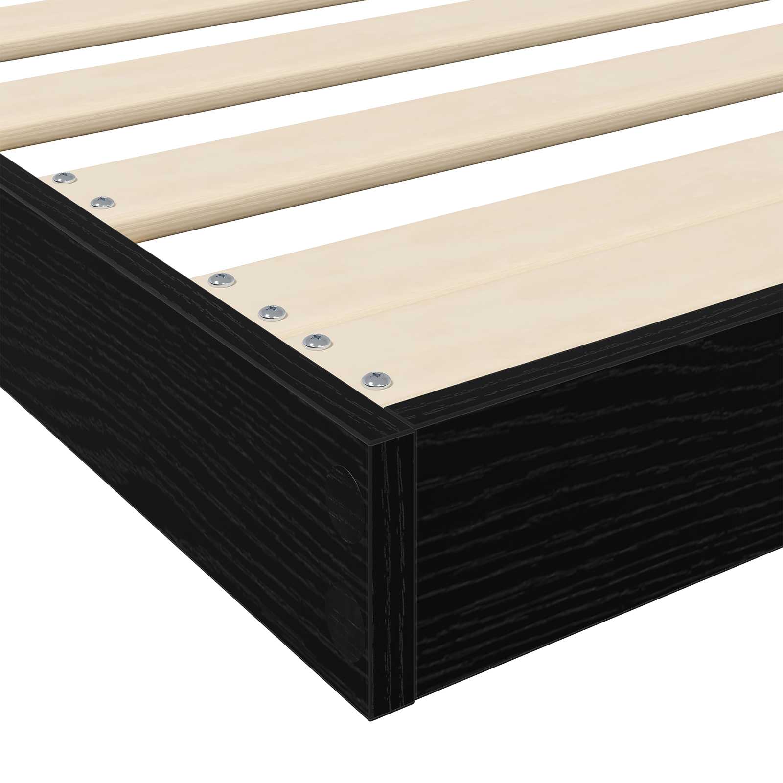 Bodenbettrahmen Schwarz Eichen-Optik 90 x 200 cm Holzwerkstoff
