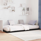 Bodenbettrahmen Schwarz Eichen-Optik 90 x 200 cm Holzwerkstoff