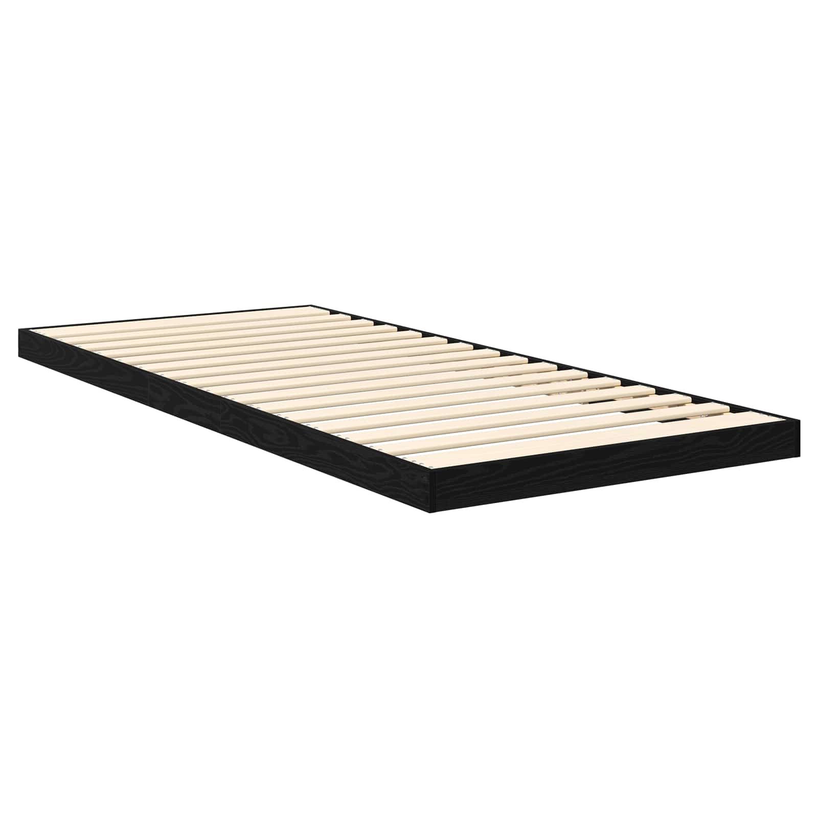 Bodenbettrahmen Schwarz Eichen-Optik 90 x 200 cm Holzwerkstoff