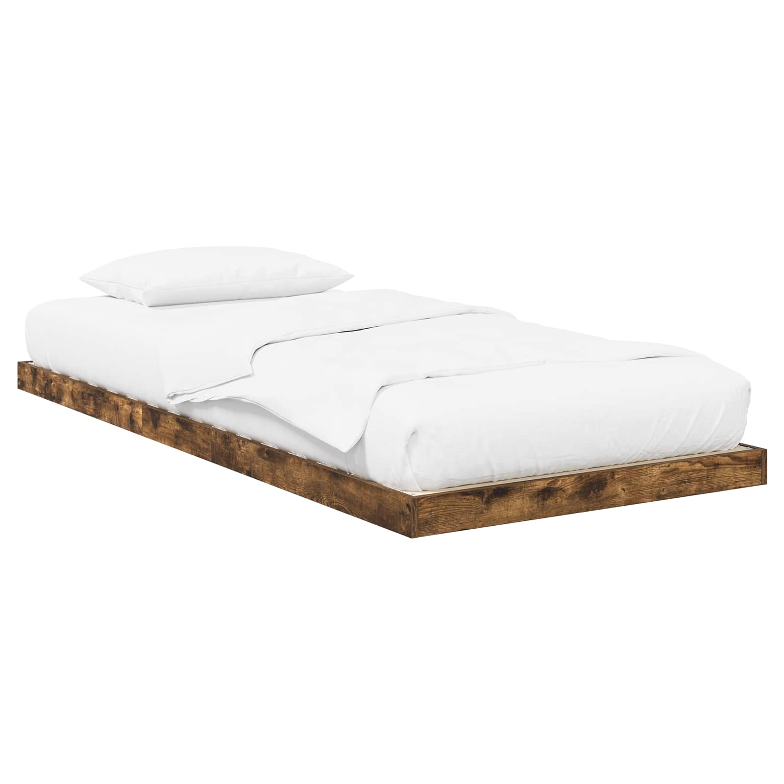 Bodenbettrahmen Geräucherte Eiche 90 x 200 cm Holzwerkstoff